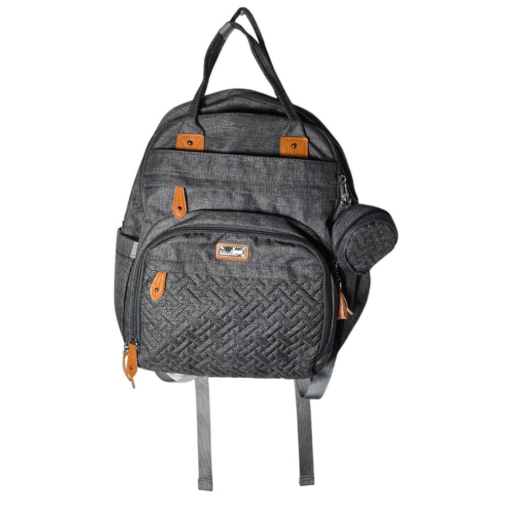 BabbleRoo Gray Diaper Bag Backpack Changing Pad Stroller Straps‎ Pacifier Case
